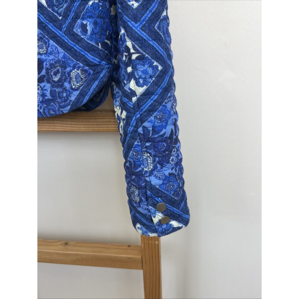 7 For All Mankind Quilted Blue Pattern Zip Up Crop Jacket #1564 Size SMALL - Picture 4 of 5